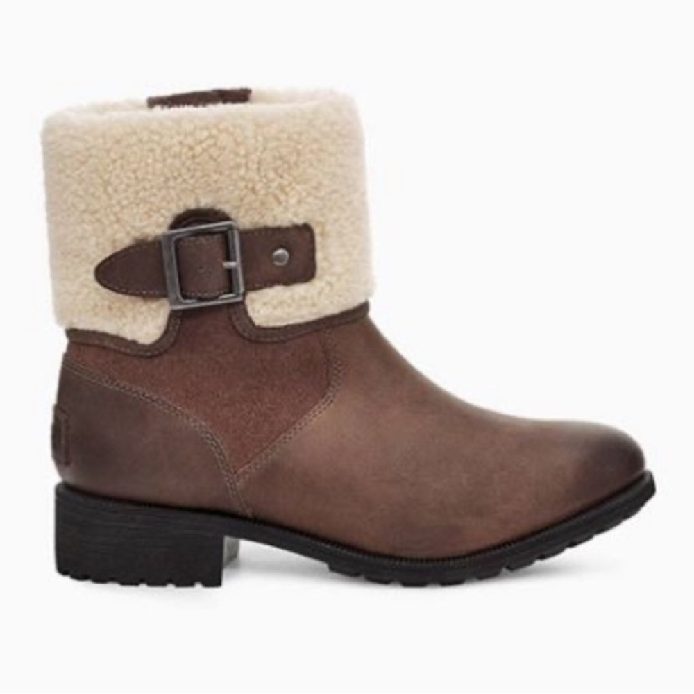 UGG Elings Brown Leather Shearling Lined Boots